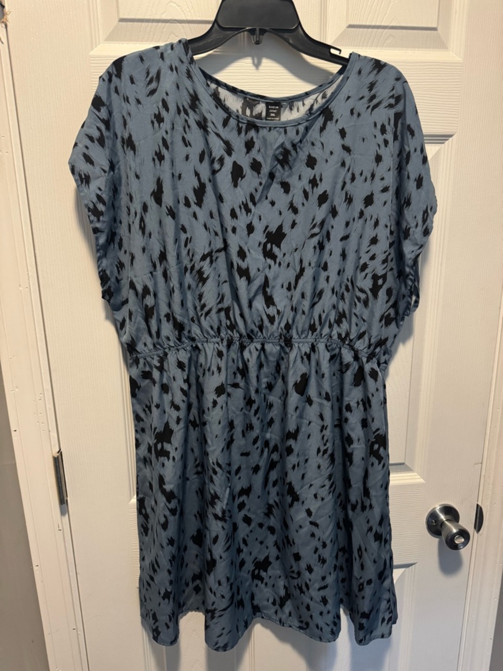 SHEIN Blue Dress with Black Spot Print